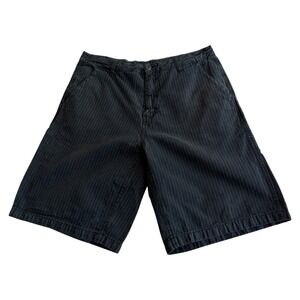 Vintage Y2K Black Pinstripe Baggy Bermuda Shorts Size 36